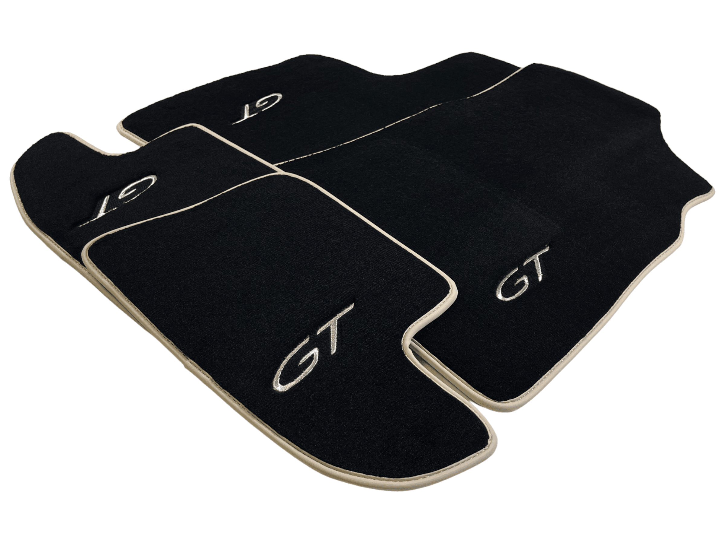 Black Floor Mats For Bentley Continental GTC (2011-2018) With Beige Trim - AutoWin
