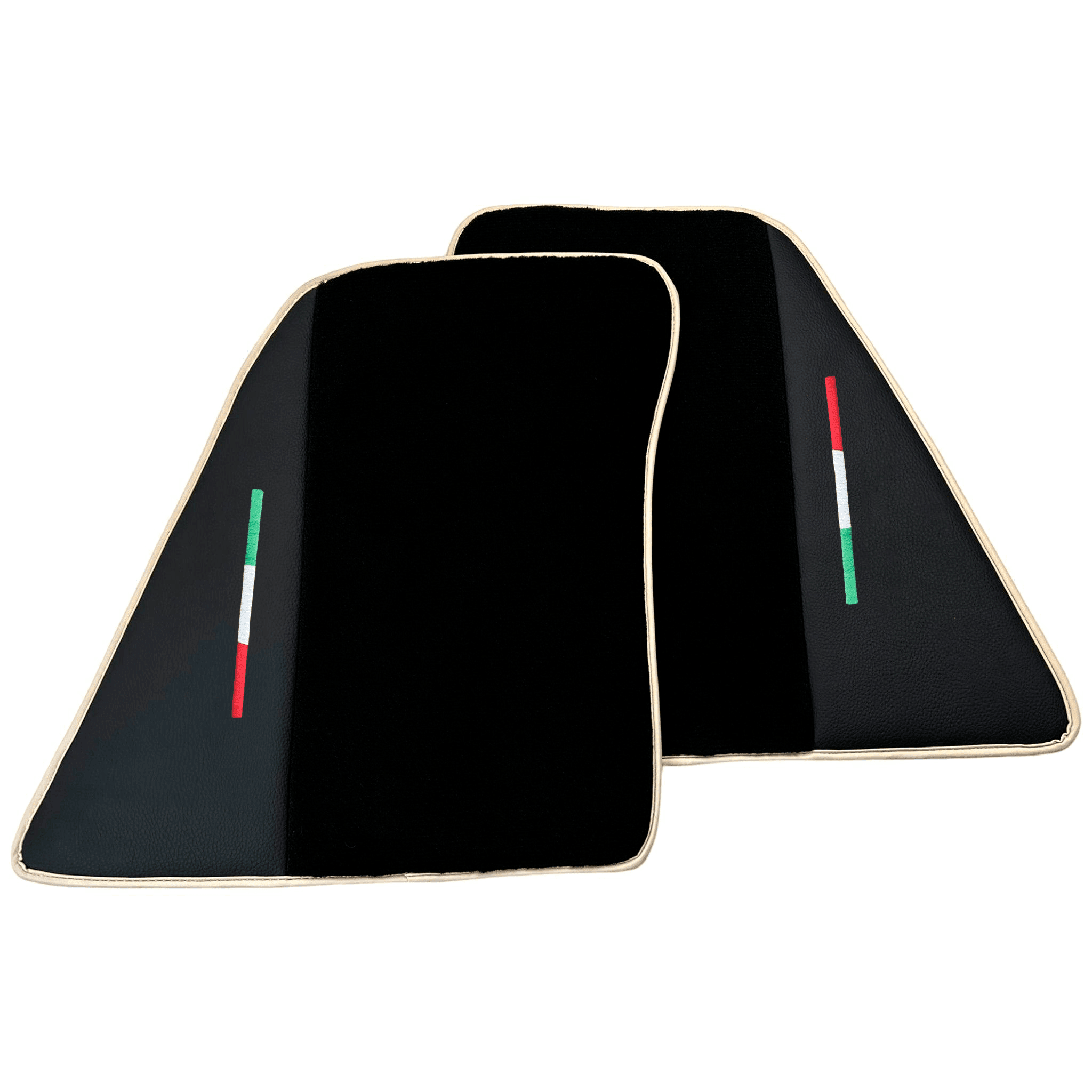 Black Floor Mats for Ferrari 296 GTB (2022-2024) with Leather | Beige Trim - AutoWin