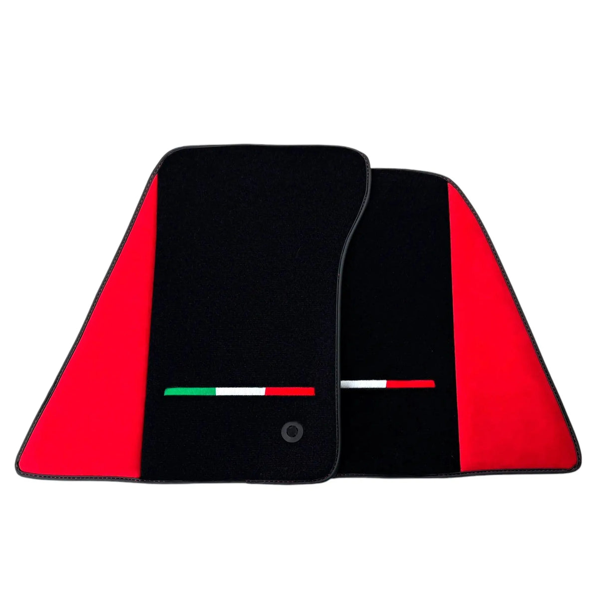 Black Floor Mats for Ferrari 296 GTB with Red Alcantara Borders | Italian Edition - AutoWin