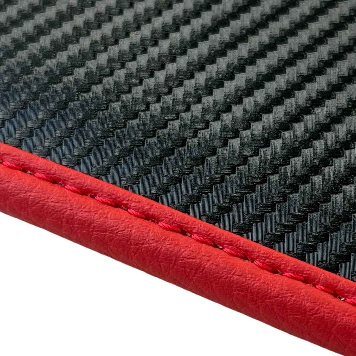 Black Floor Mats for Ferrari 296 GTS (2022-2027) with Carbon Fiber | Red Trim - AutoWin