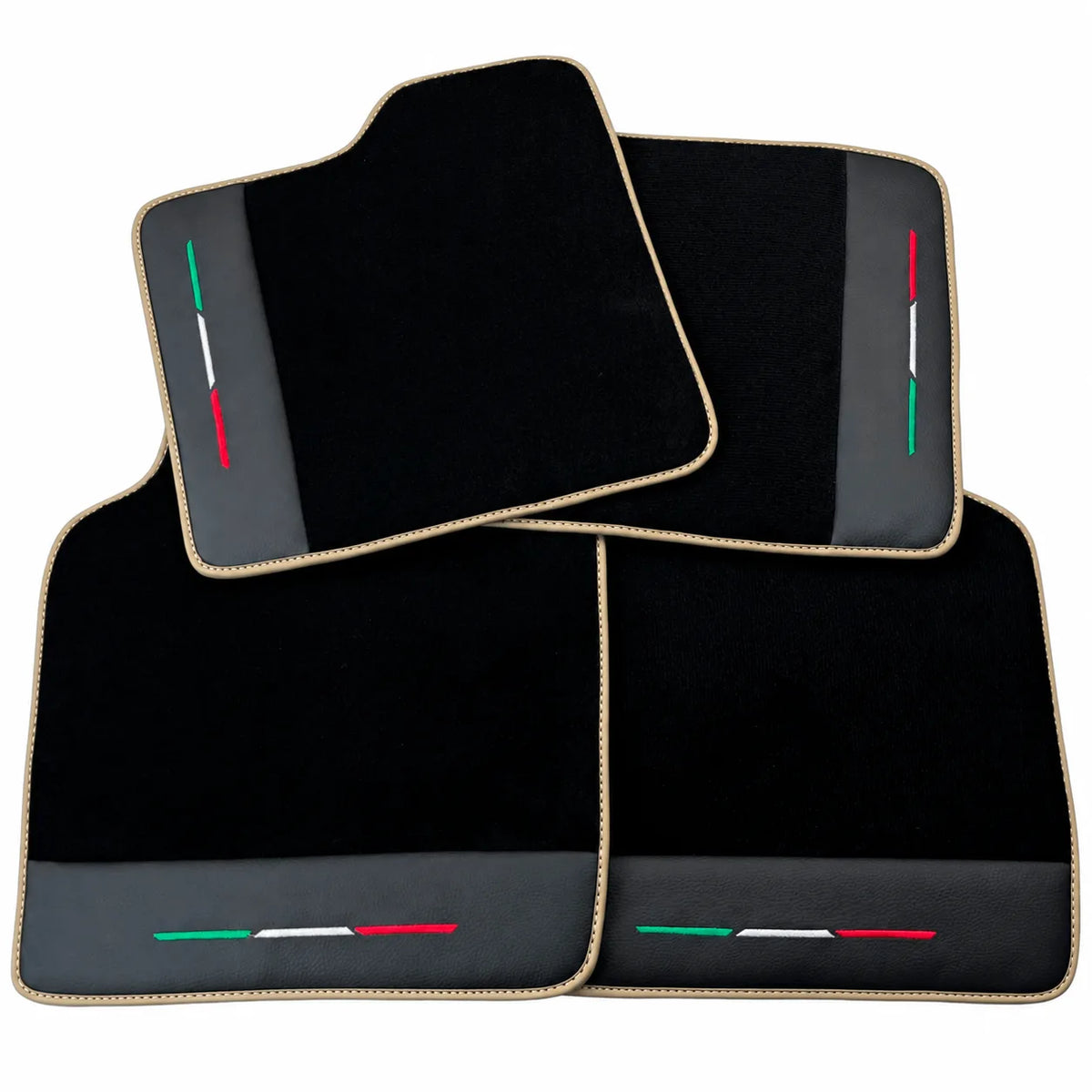 Black Floor Mats for Ferrari Purosangue with Leather and Black Trim | Italian Edition