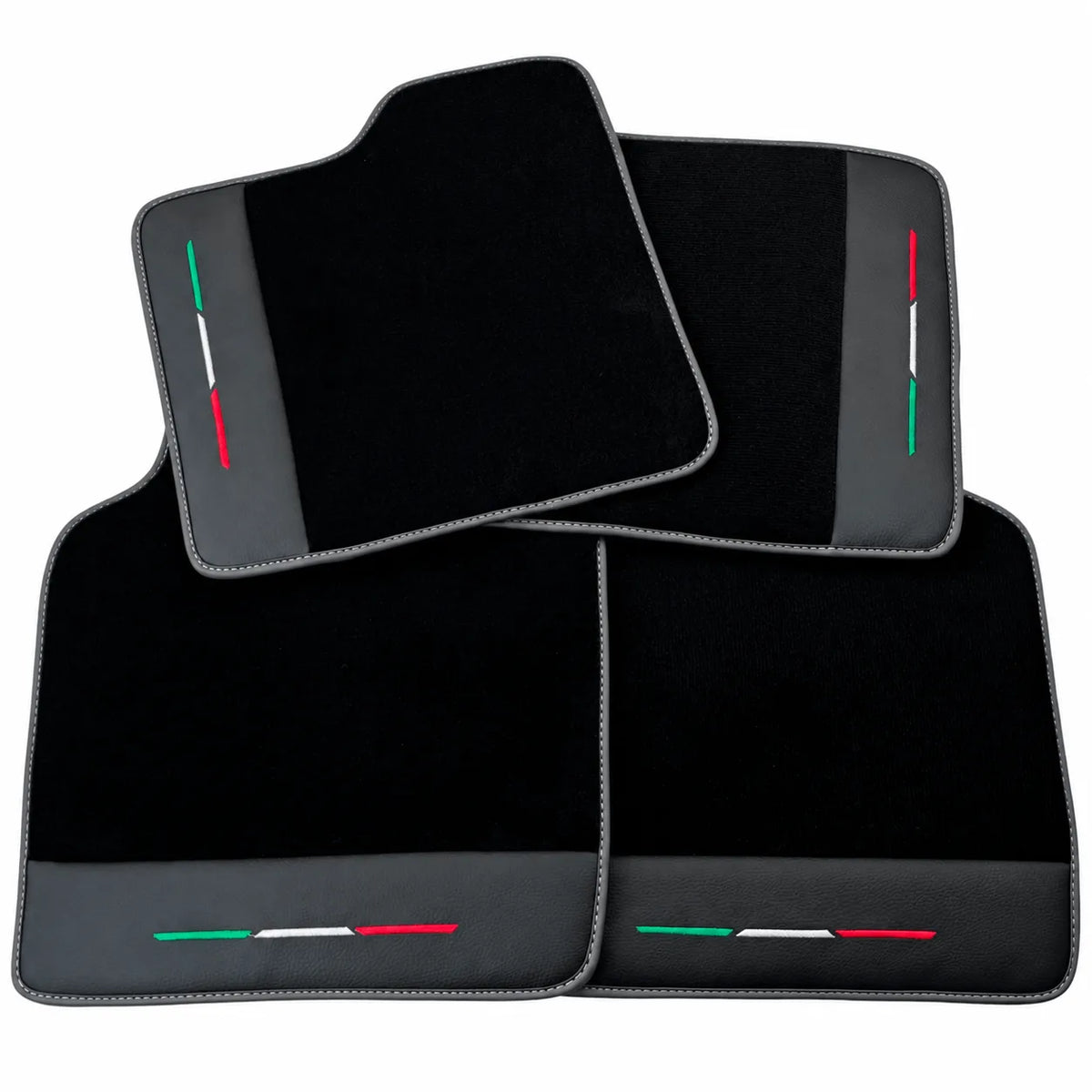 Black Floor Mats for Ferrari Purosangue with Leather and Black Trim | Italian Edition