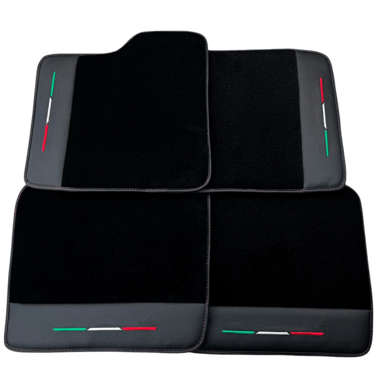 Black Floor Mats for Ferrari Purosangue with Leather and Black Trim | Italian Edition