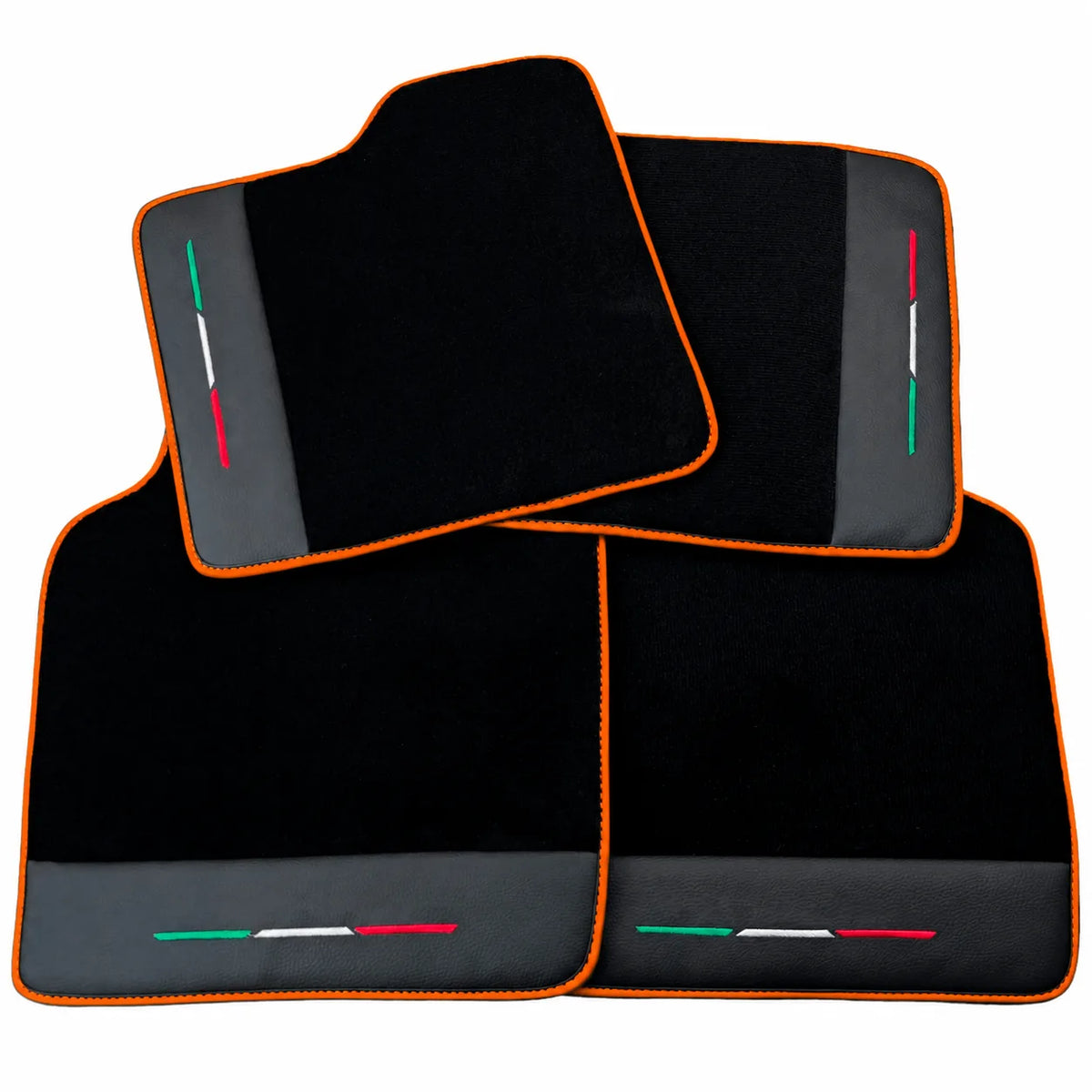 Black Floor Mats for Ferrari Purosangue with Leather and Black Trim | Italian Edition