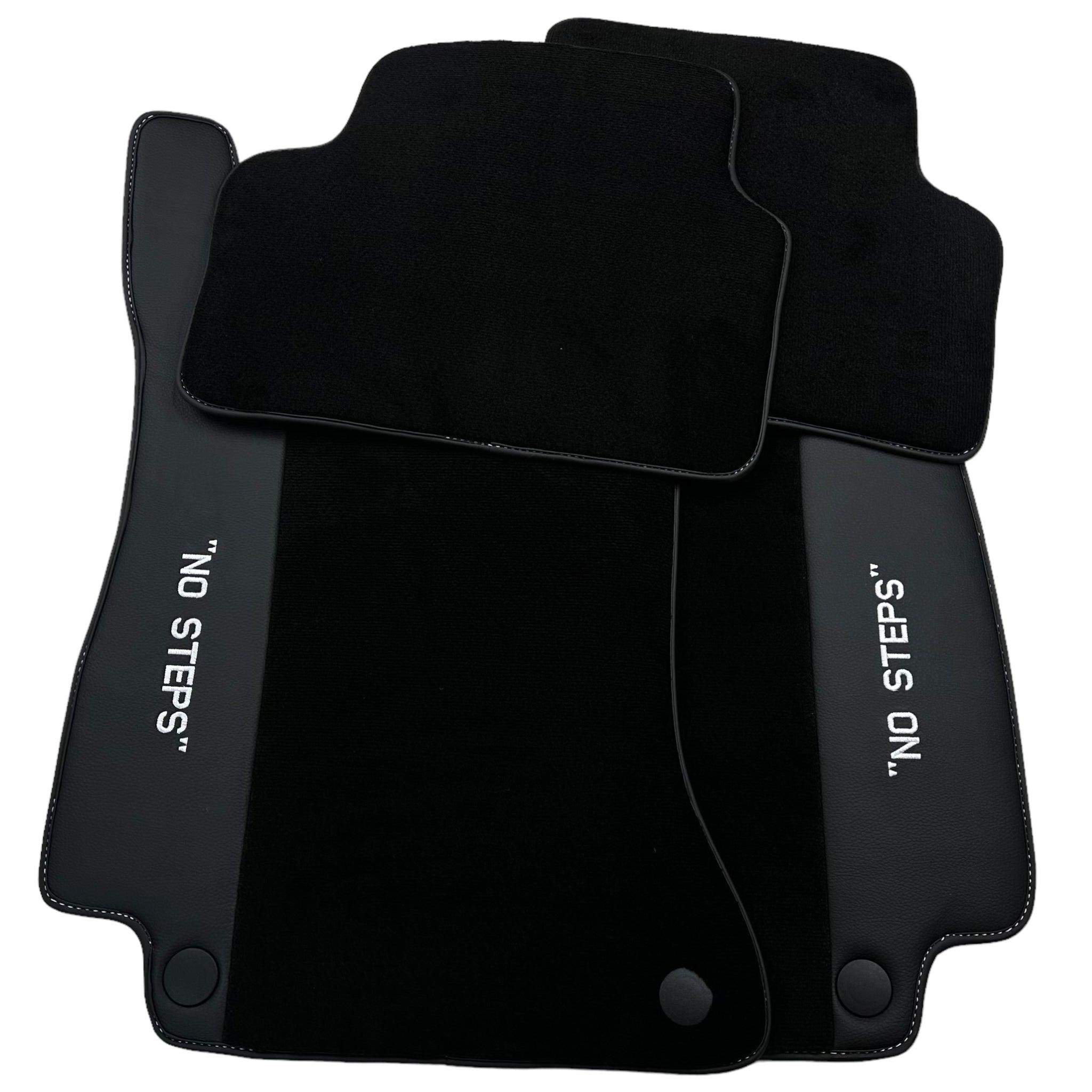 Black Floor Mats for Mercedes Benz E-Class W213 Sedan (2020-2023) Hybrid | "NO STEPS" Fluorescent Logo - AutoWin