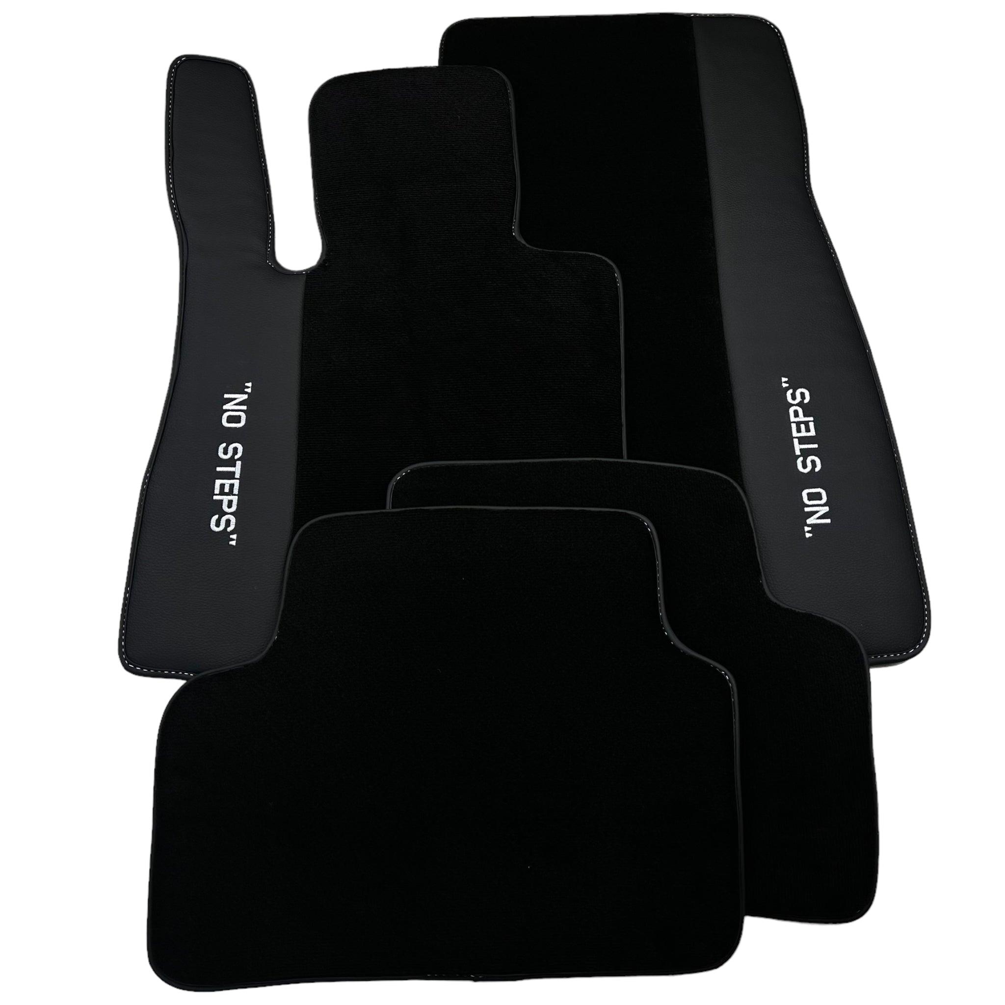 Black Floor Mats for Mercedes Benz E-Class W213 Sedan (2020-2023) Hybrid | "NO STEPS" Fluorescent Logo - AutoWin