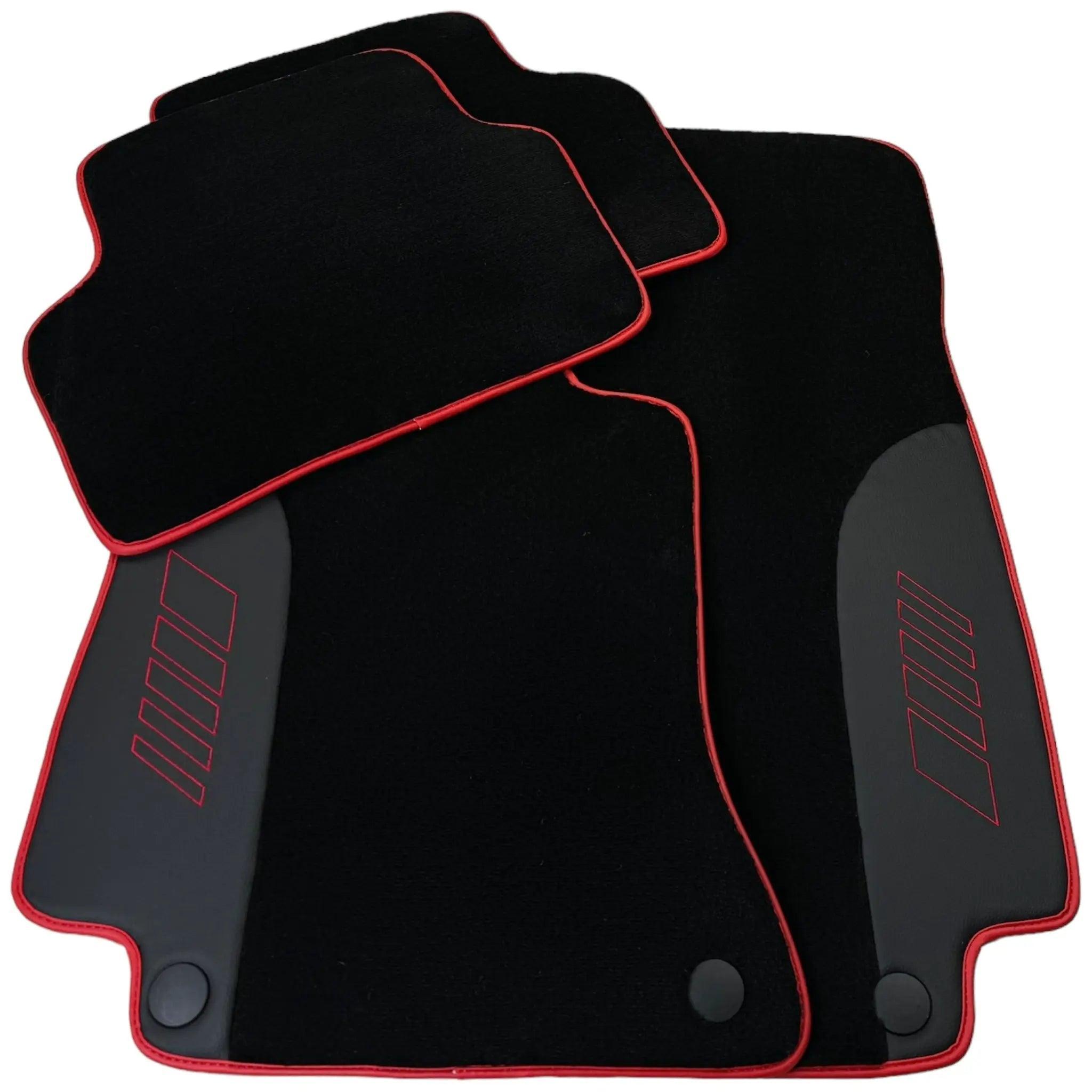 Black Floor Mats for Mercedes Benz E-Class W213 Sedan (2020-2023) Hybrid | Red Trim - AutoWin