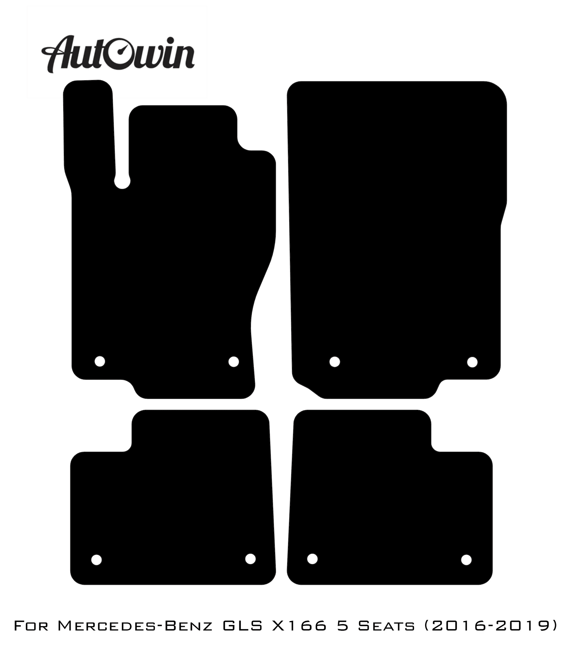 Black Floor Mats For Mercedes Benz GLS-Class X166 (2016-2019) | Limited Edition - AutoWin