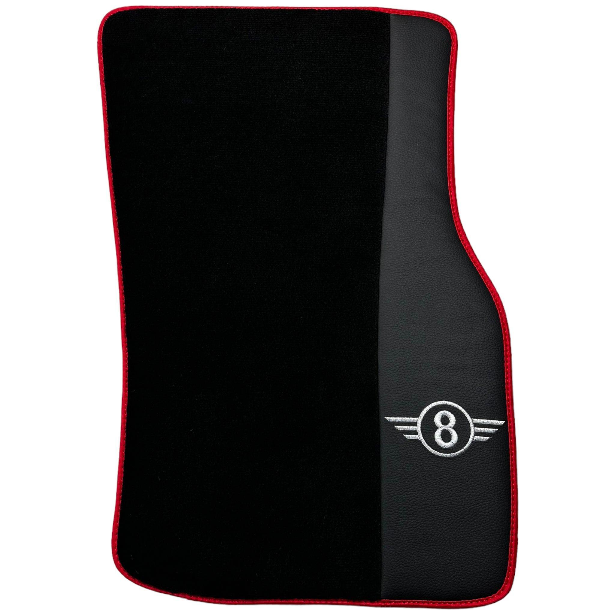 Black Floor Mats for Mini Cooper F56 (2013-2022) with Leather and Red Trim - AutoWin