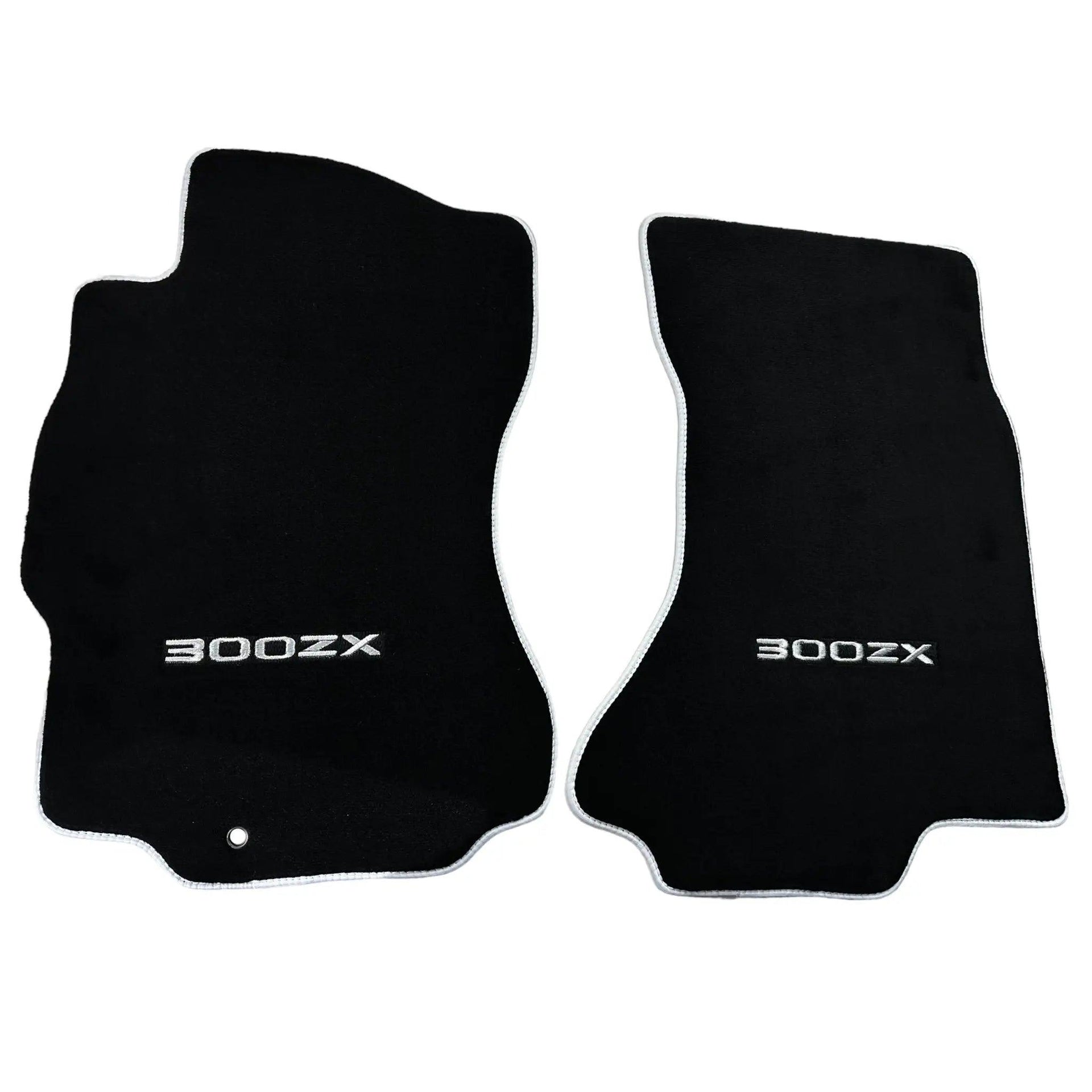 Black Floor Mats For Nissan 300ZX (1990-2000) with White Trim - AutoWin