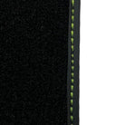 Black Floor Mats for Porsche Cayenne (2010-2018) with Green Leather ER56 Design - AutoWin