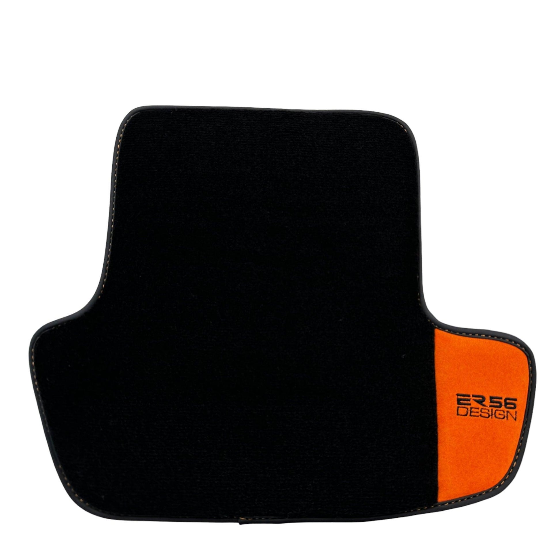Black Floor Mats for Porsche Macan (2014-2023) with Orange Alcantara Leather ER56 Design - AutoWin