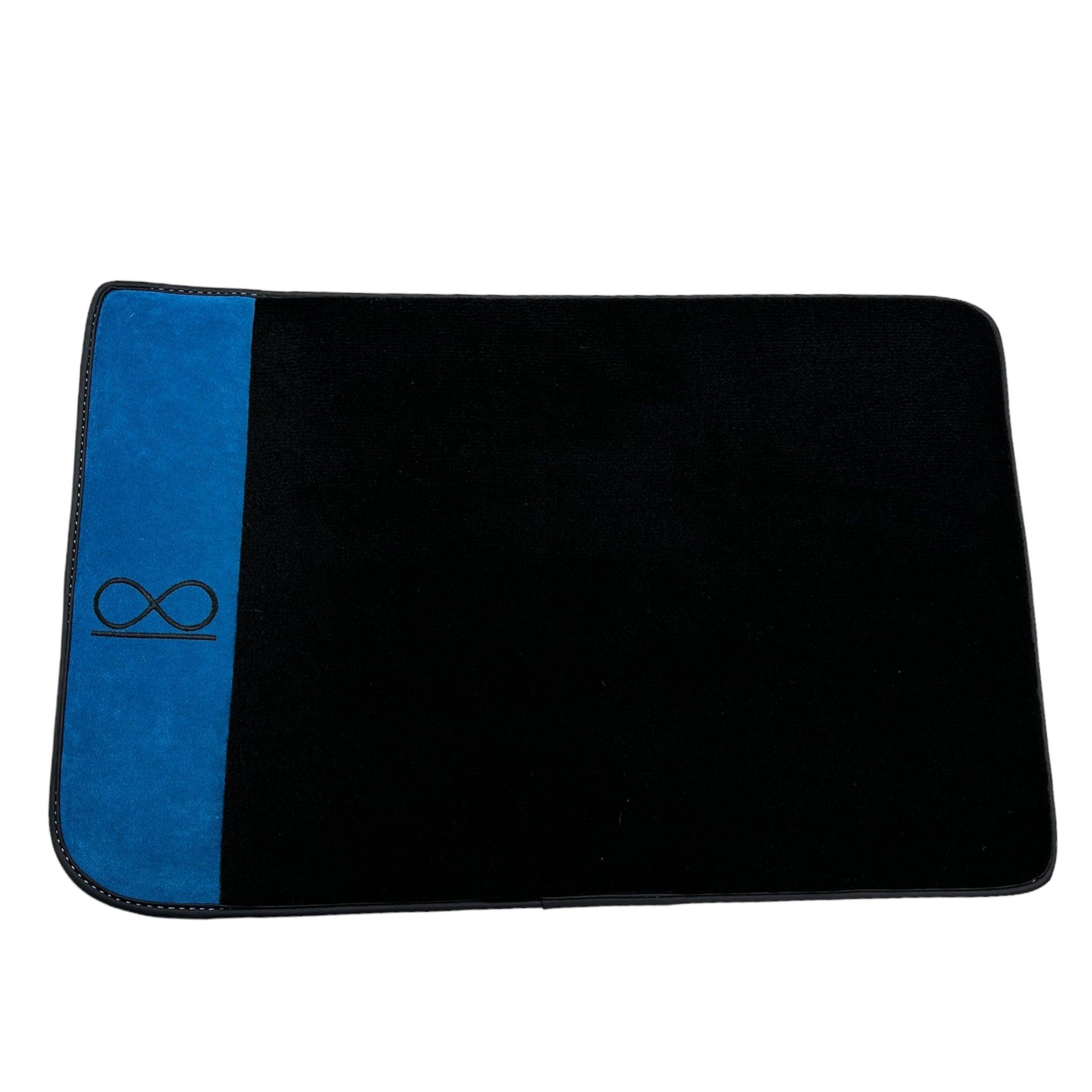 Black Floor Mats For Rolls Royce Black Badge Cullinan Blue Alcantara Leather - AutoWin