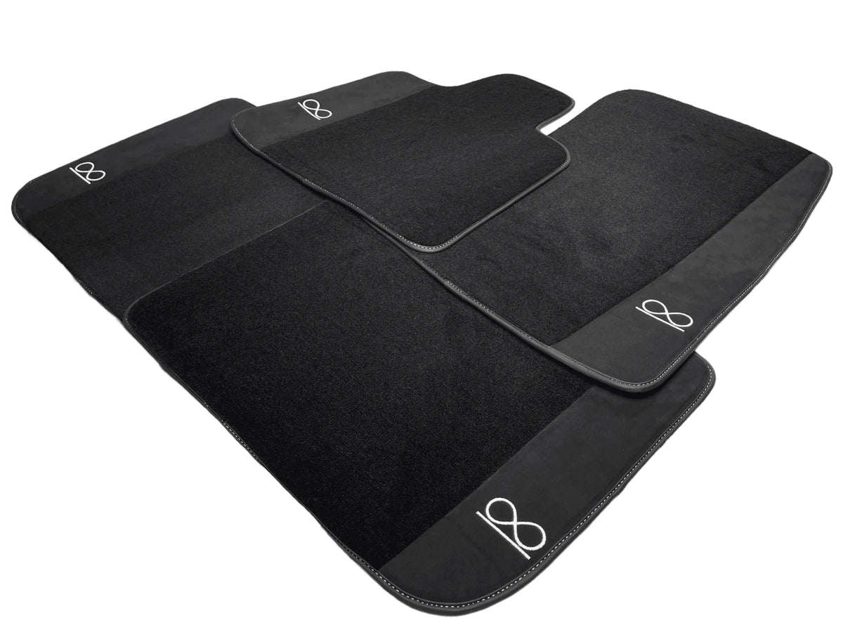 Black Floor Mats For Rolls Royce Black Badge Ghost Series II (2021-2024) Fluorescent Logo