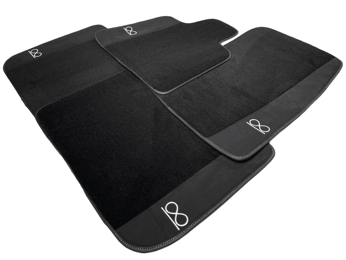 Black Floor Mats For Rolls Royce Black Badge Ghost Series II (2021-2024) Fluorescent Logo