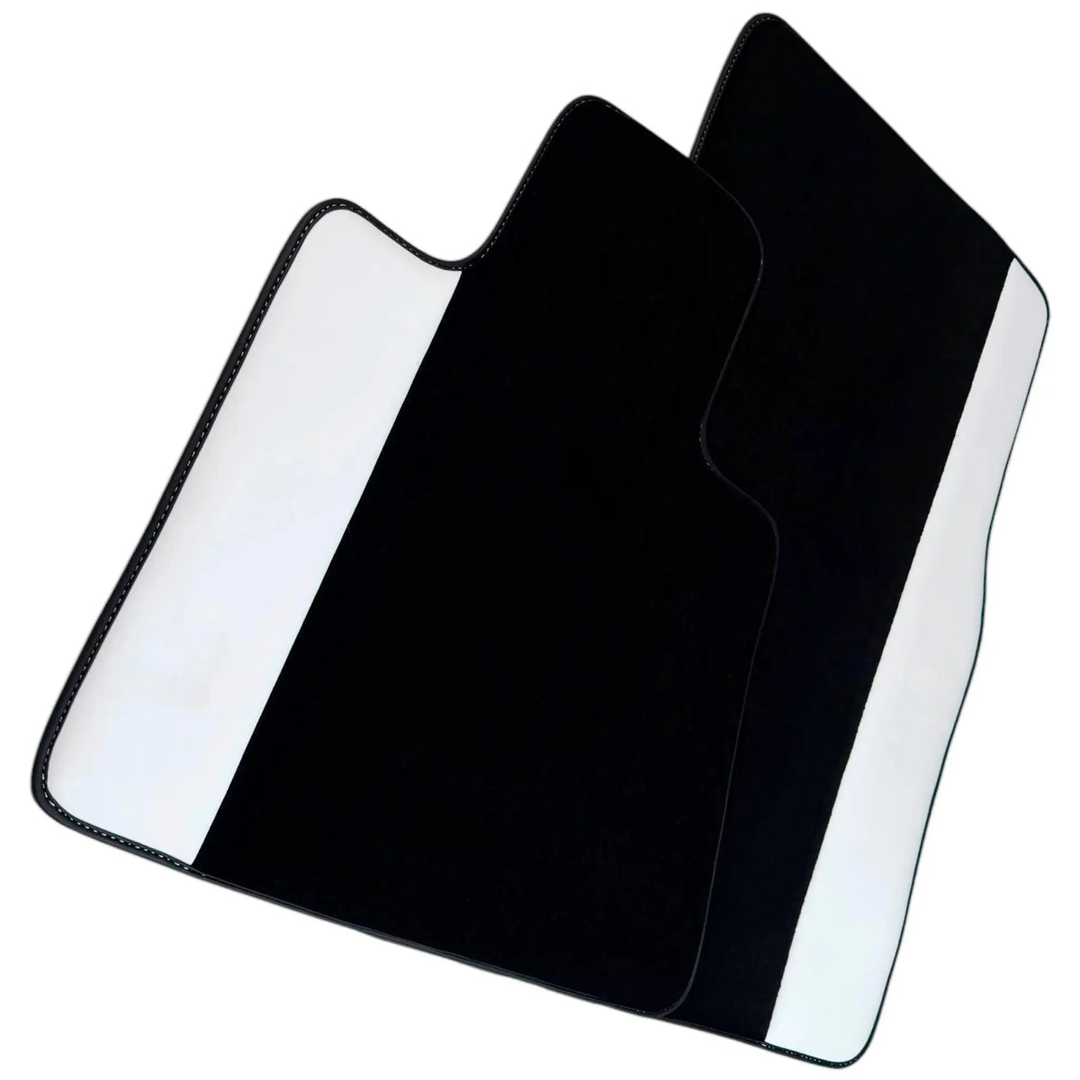 Black Floor Mats for Rolls Royce Ghost Series II (2021–2024) with White Leather