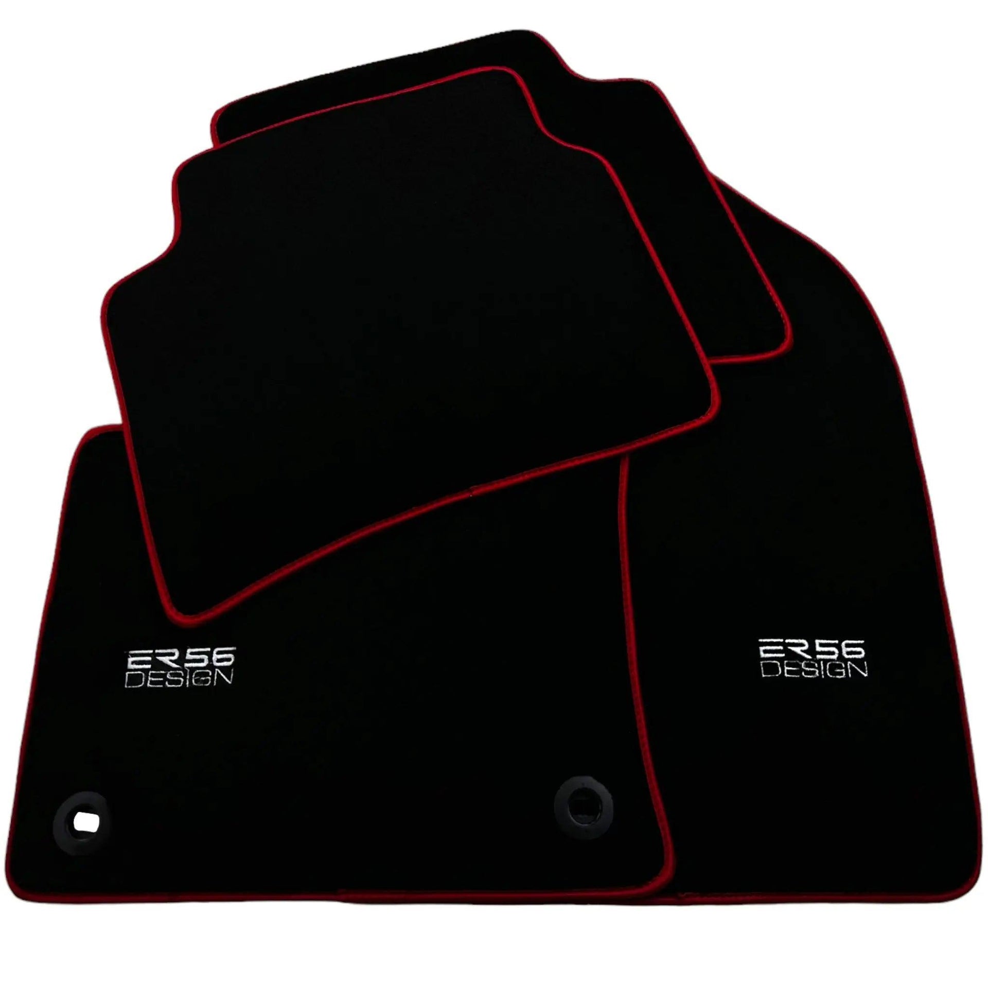 Black Floor Mats for Toyota Prius (2016-2021) ER56 Design with Red Trim - AutoWin