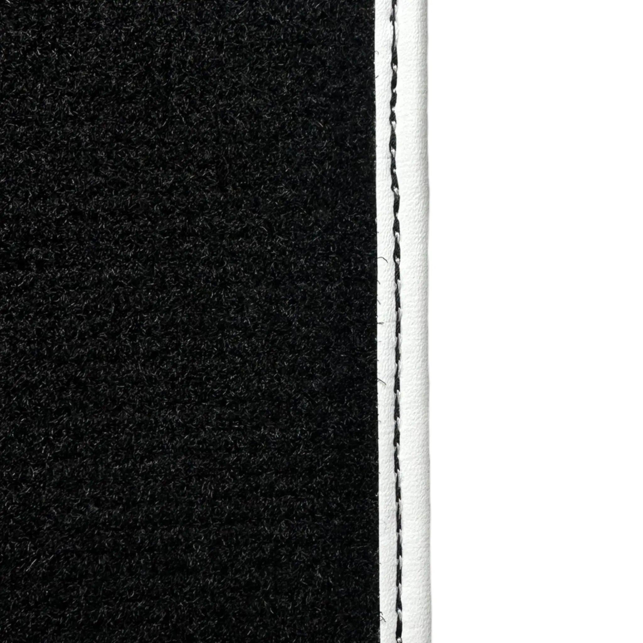 Black Floor Mats for Mini Cooper F56 (2013-2022) with Leather | White Trim - AutoWin