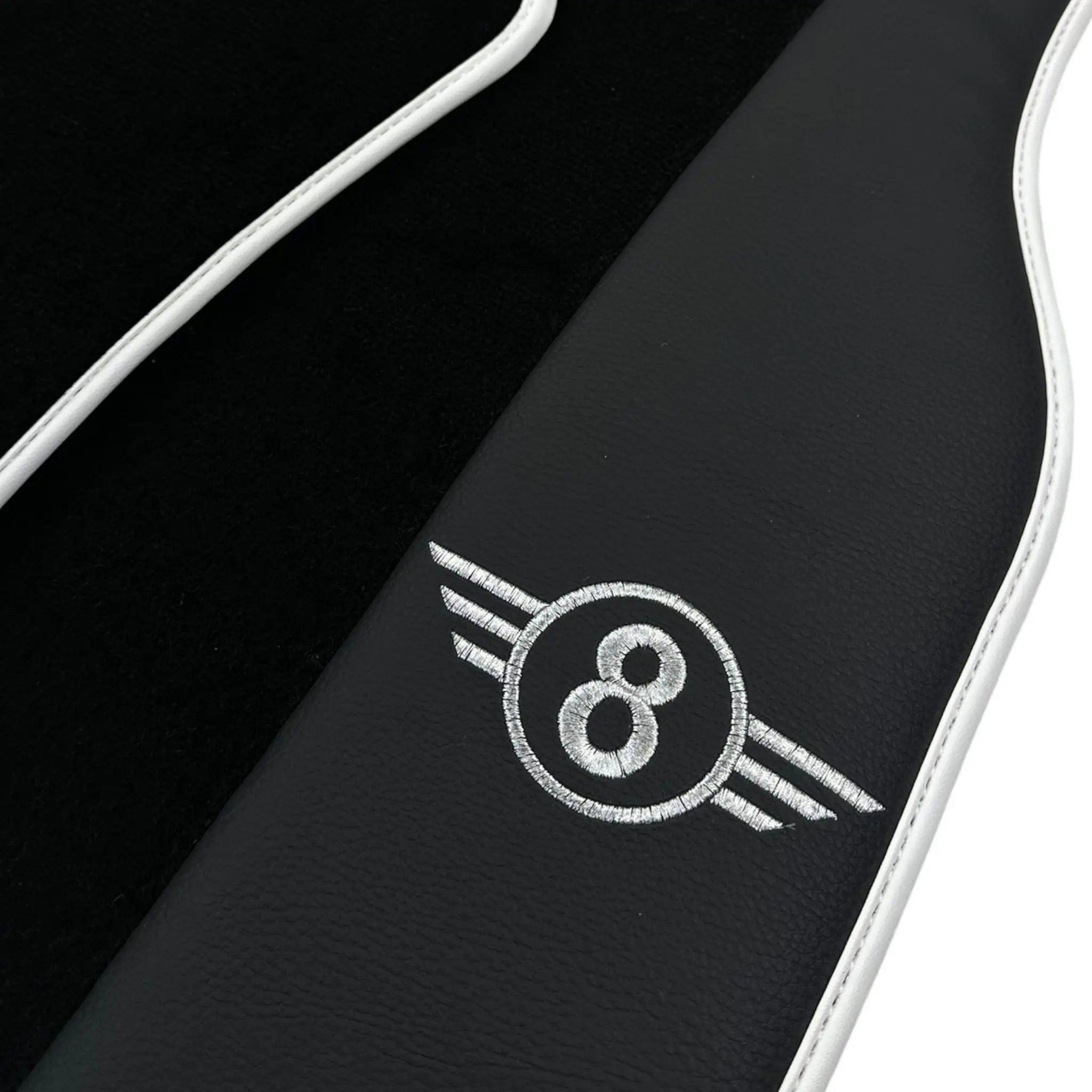 Black Floor Mats for Mini Cooper F56 (2013-2022) with Leather | White Trim - AutoWin