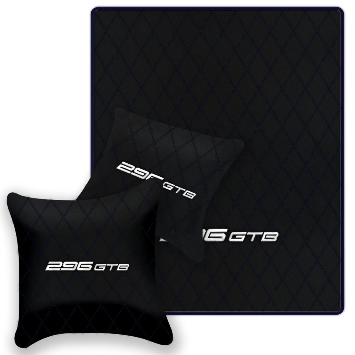 Black Leather Floor Mats for Ferrari 296 GTB (2022-2027) with Single Diamond Pattern | Full Set Option