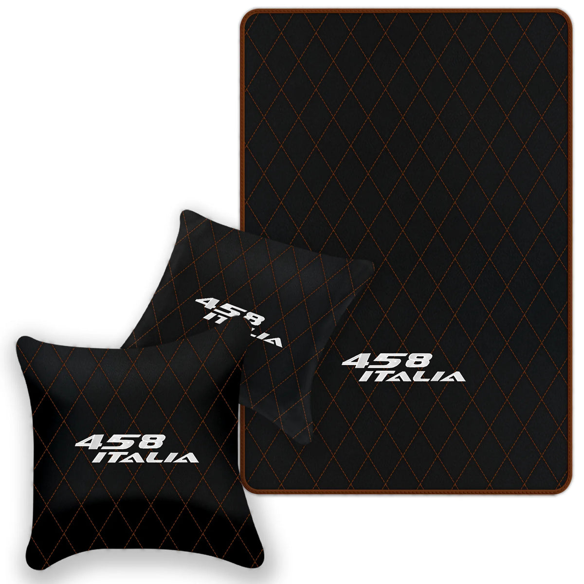 Black Leather Floor Mats for Ferrari 458 Italia (2009-2015) with Single Diamond Pattern | Full Set Option