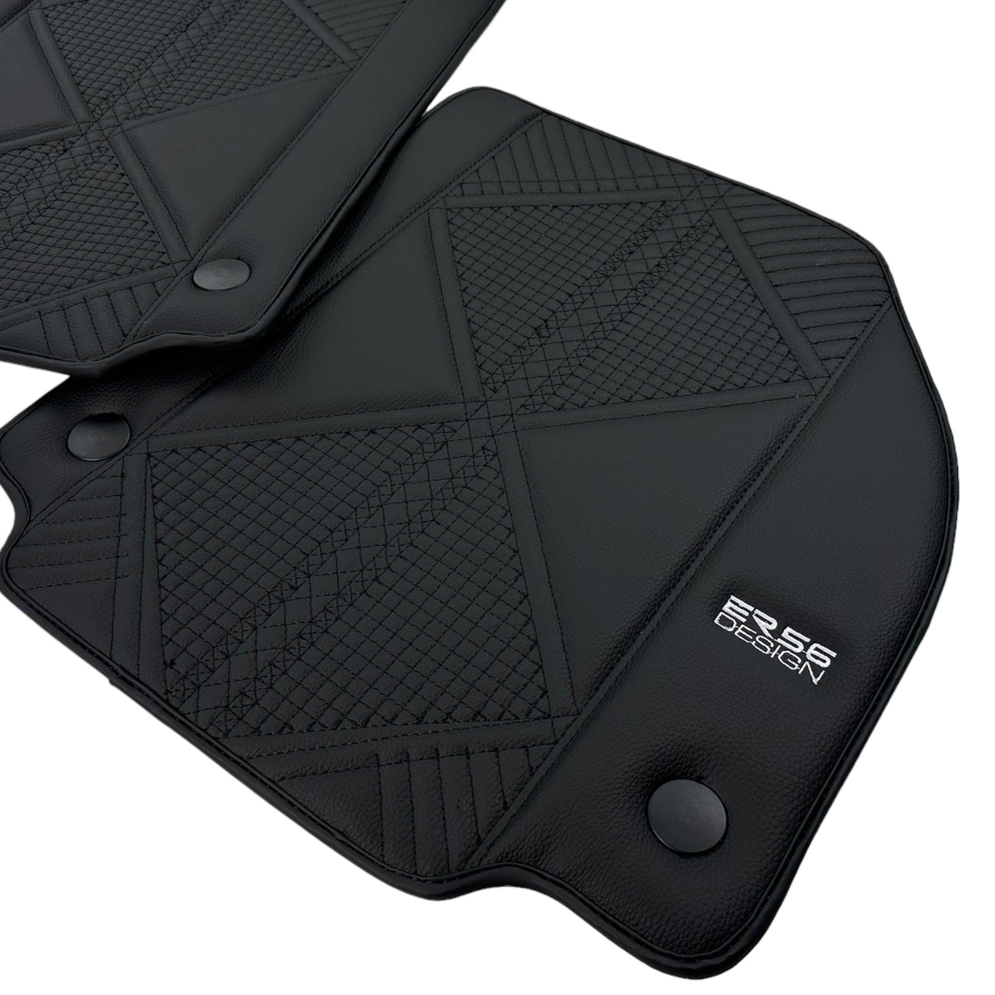 Black Leather Floor Mats For Ferrari 458 Spider (2012-2015) ER56 Design - AutoWin