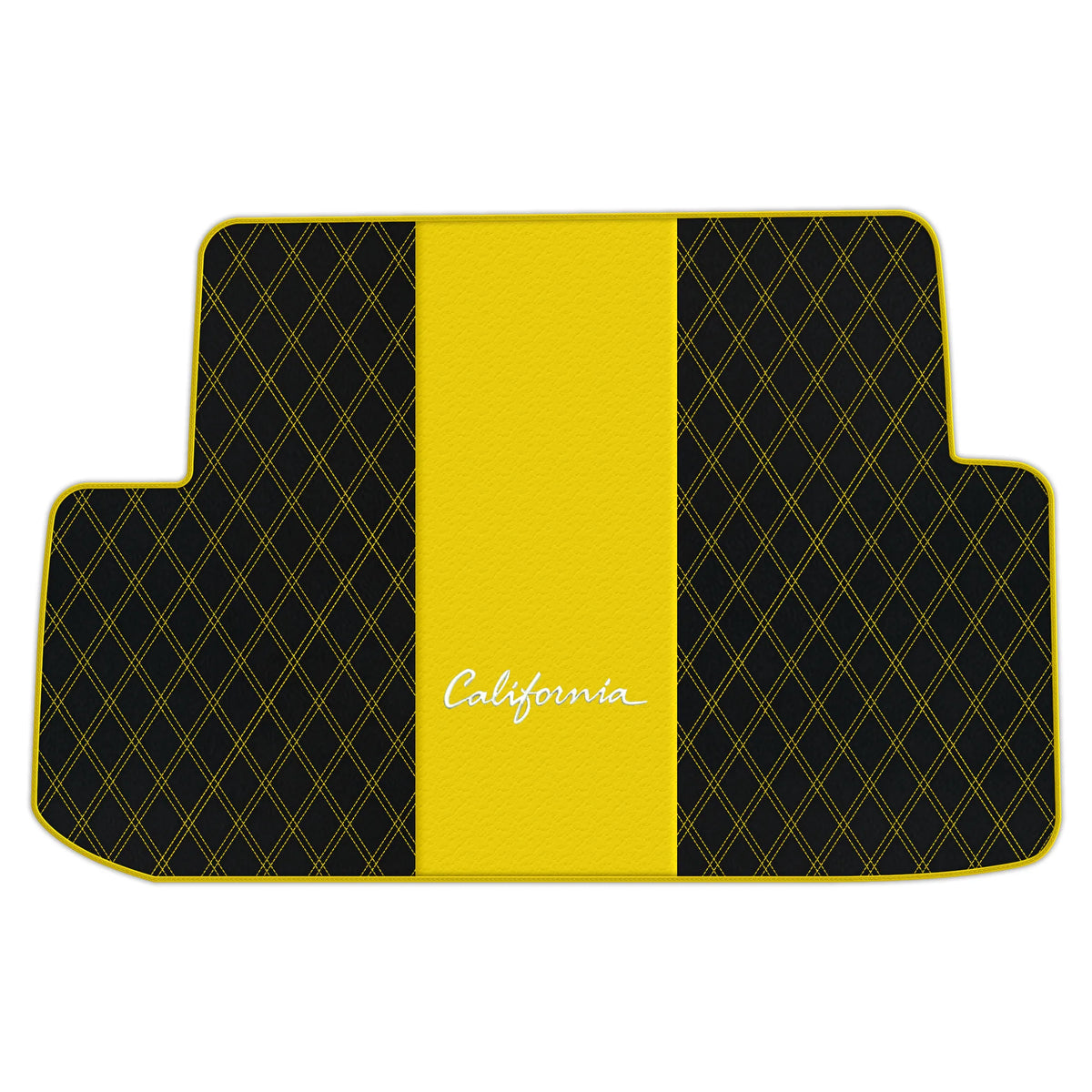 Black Leather Floor Mats for Ferrari California (2008-2014) with Double Diamond Pattern | Full Set Option