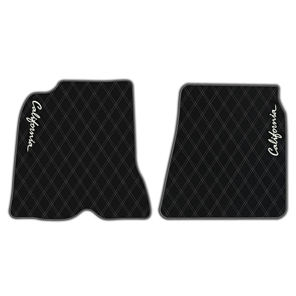 Black Leather Floor Mats for Ferrari California (2008-2014) with Double Diamond Pattern | Full Set Option