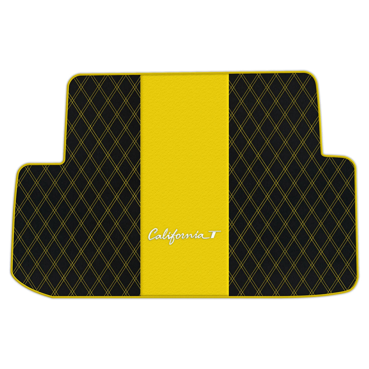 Black Leather Floor Mats for Ferrari California T (2015-2018) with Double Diamond Pattern | Full Set Option
