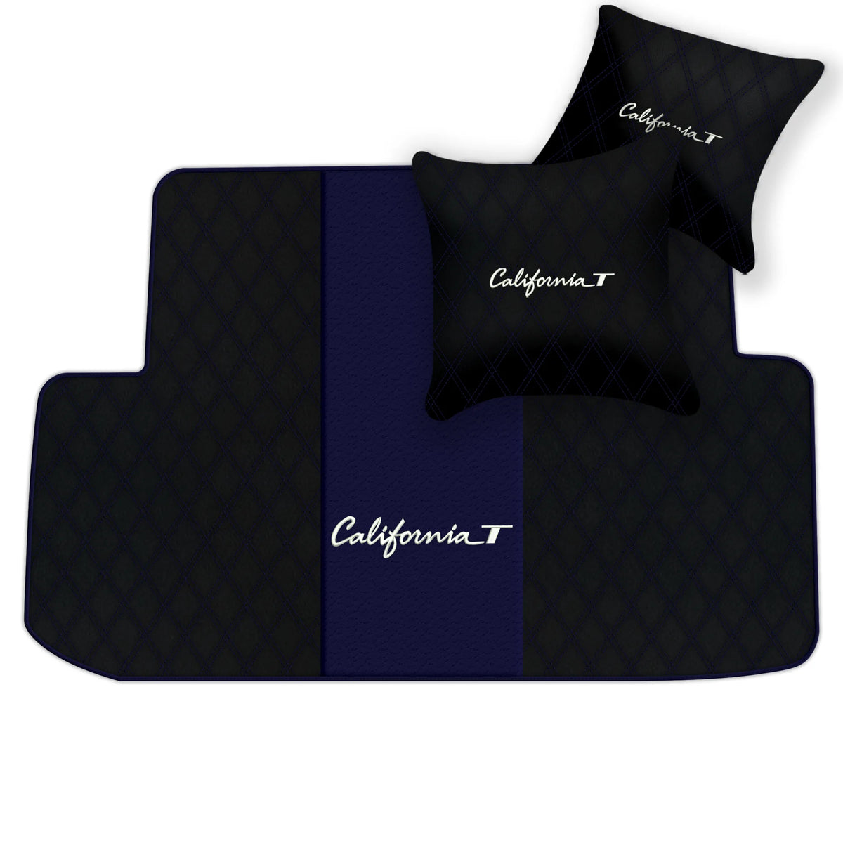 Black Leather Floor Mats for Ferrari California T (2015-2018) with Double Diamond Pattern | Full Set Option