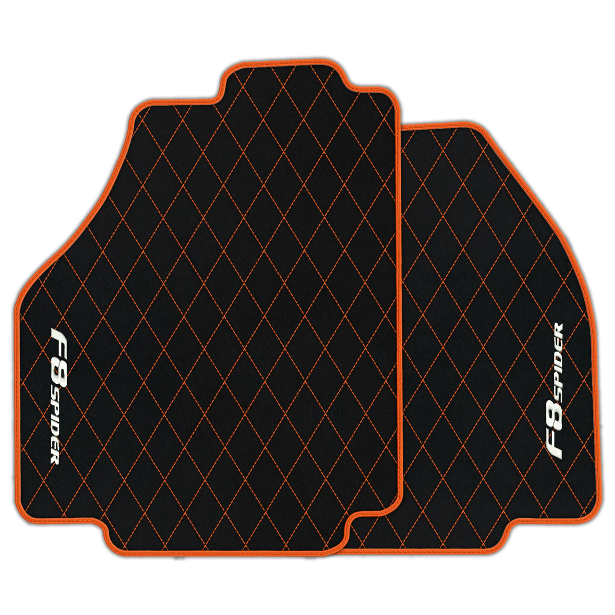 Black Leather Floor Mats for Ferrari F8 Spider (2019-2023) with Single Diamond Pattern | Full Set Option