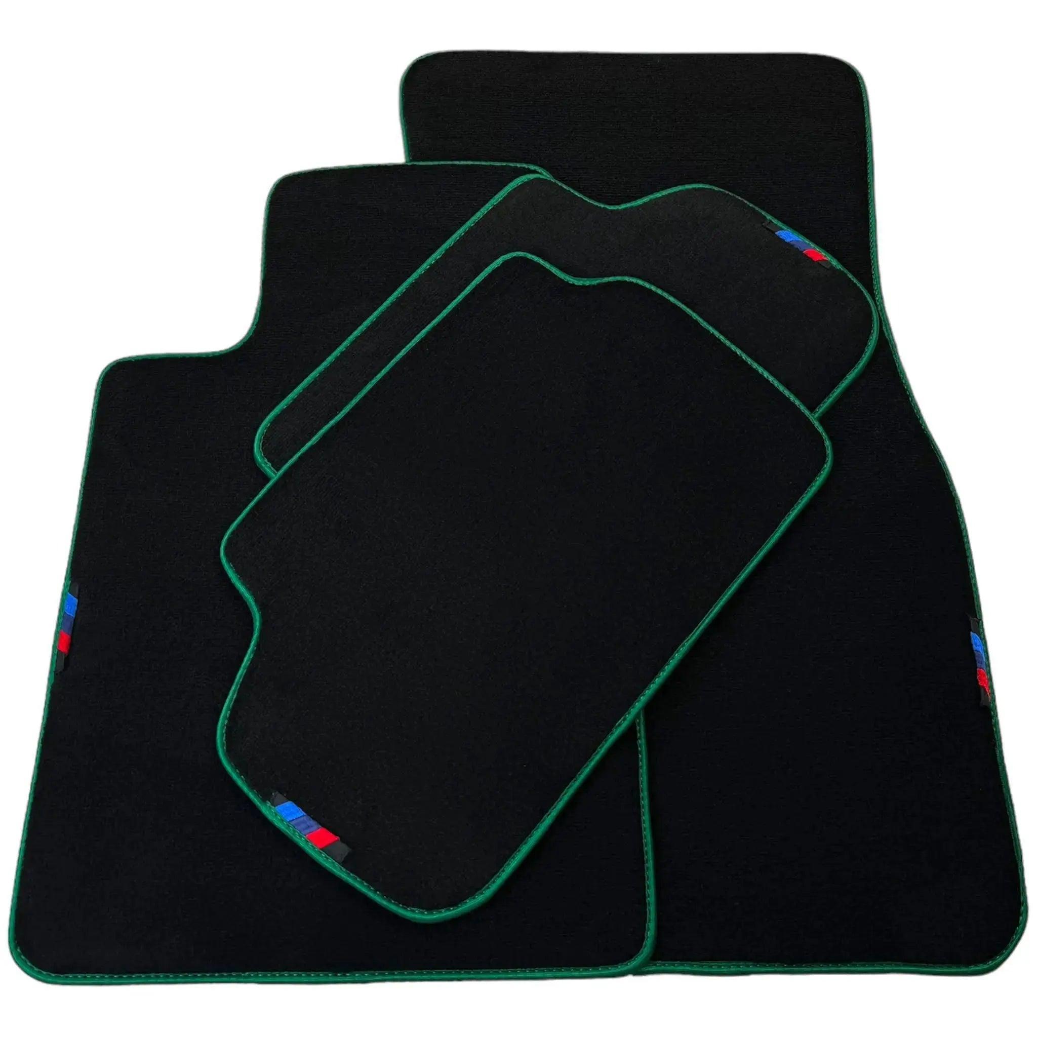 Black Mats For BMW 5 Series E34 Sedan | Green Trim - AutoWin