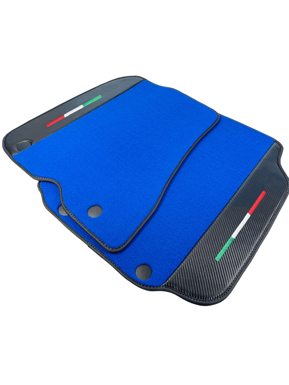 Blue Floor Mats For Ferrari F12 Berlinetta (2012-2022) With Carbon Fiber Leather - AutoWin