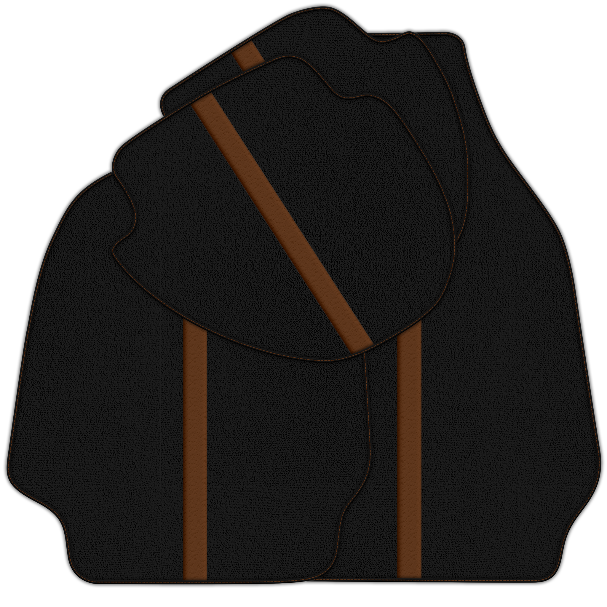 Black Floor Mats with Leather Line for Porsche Classic 911 (1963-1989) - Various Colors