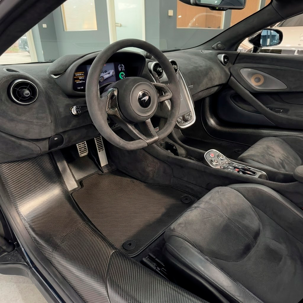 Customizable Floor Mats From Carpet With Leather for McLaren 600LT (2018-2020) - AutoWin
