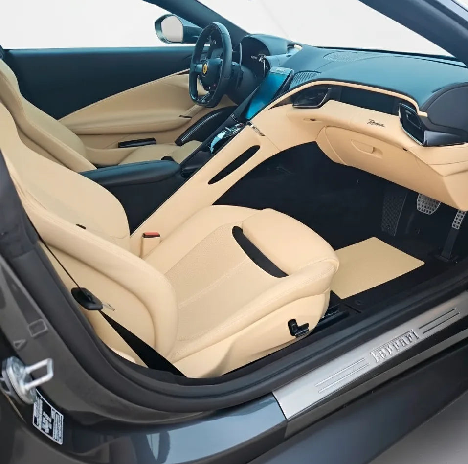 Customizable Floor Mats From Carpet With Leather for Ferrari Roma (2021-2027)