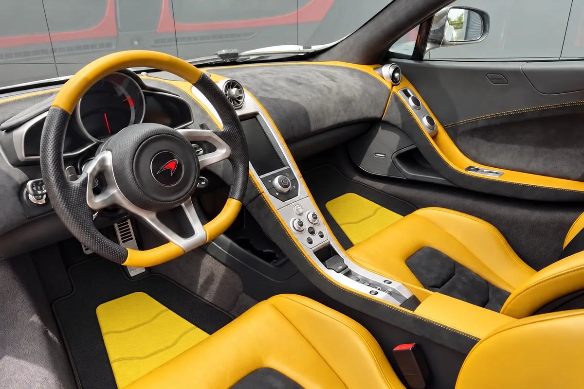 Customizable Leather Floor Mats with AW29 Pattern for McLaren MP4-12C (2011–2014) inside the vehicle