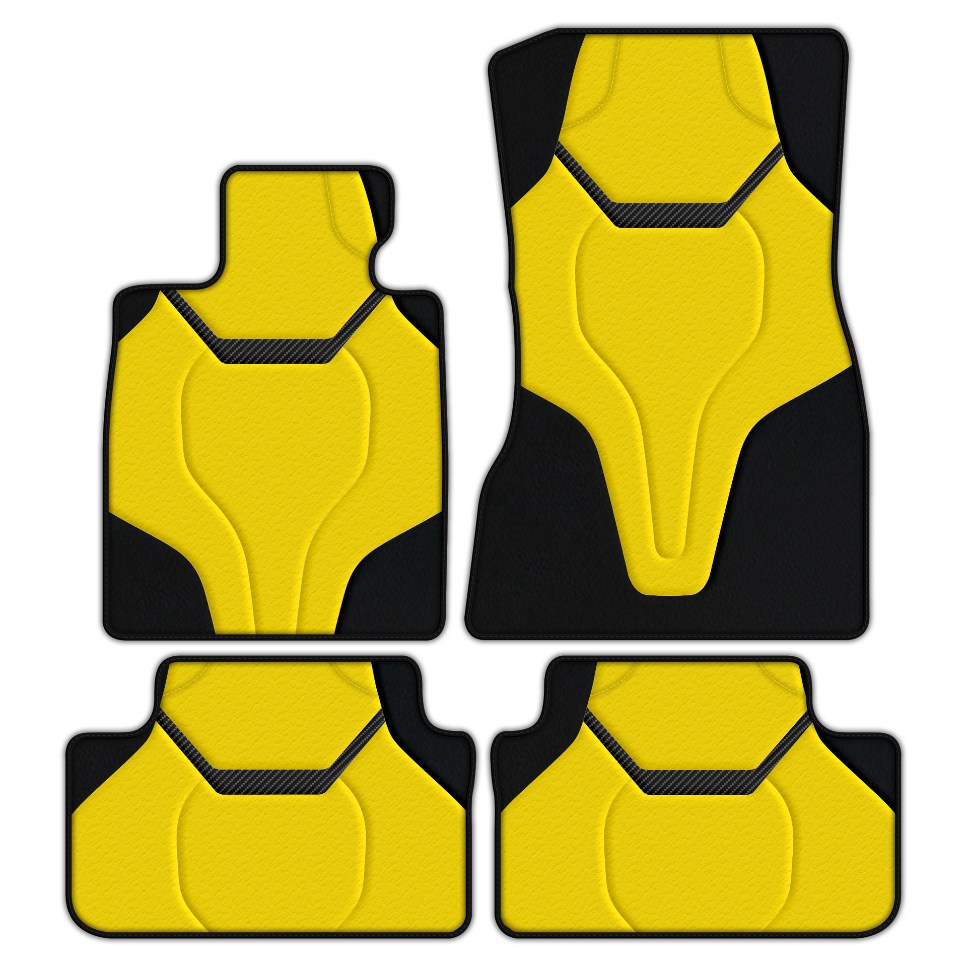 Customizable Leather Floor Mats with AW43 Pattern for BMW 7 Series E32 (1986-1994) laid out in the vehicle interior.