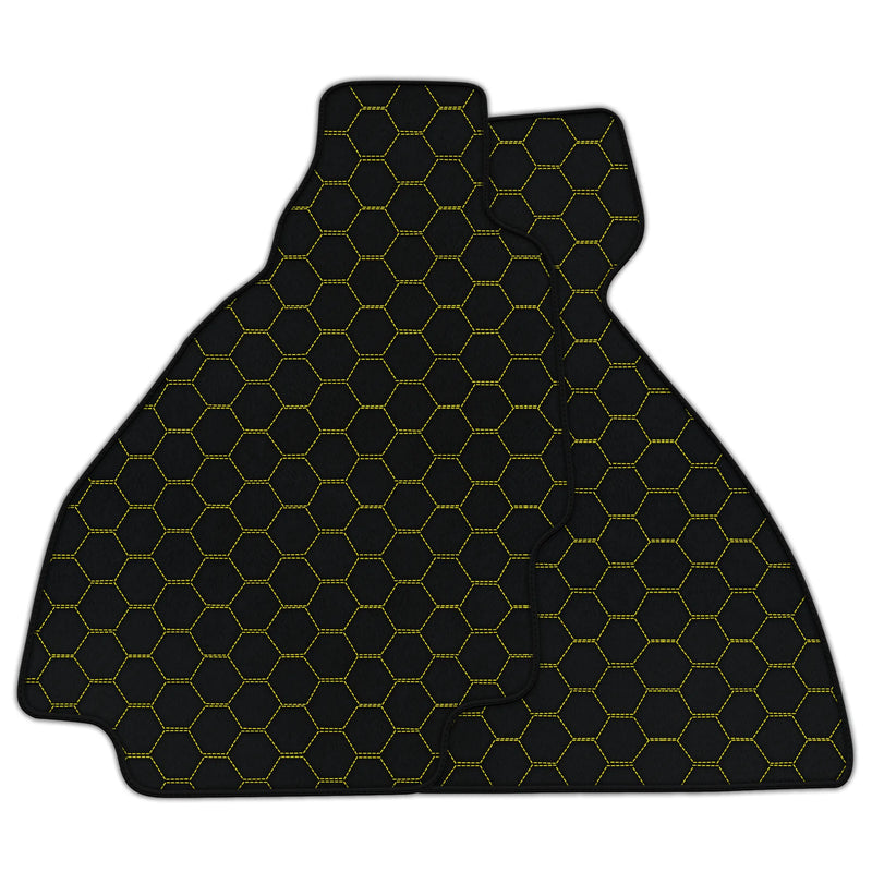 Alfombrillas de coche de cuero personalizables con patrón hexagonal simétrico para Ferrari 328 GTS (1985-1989)