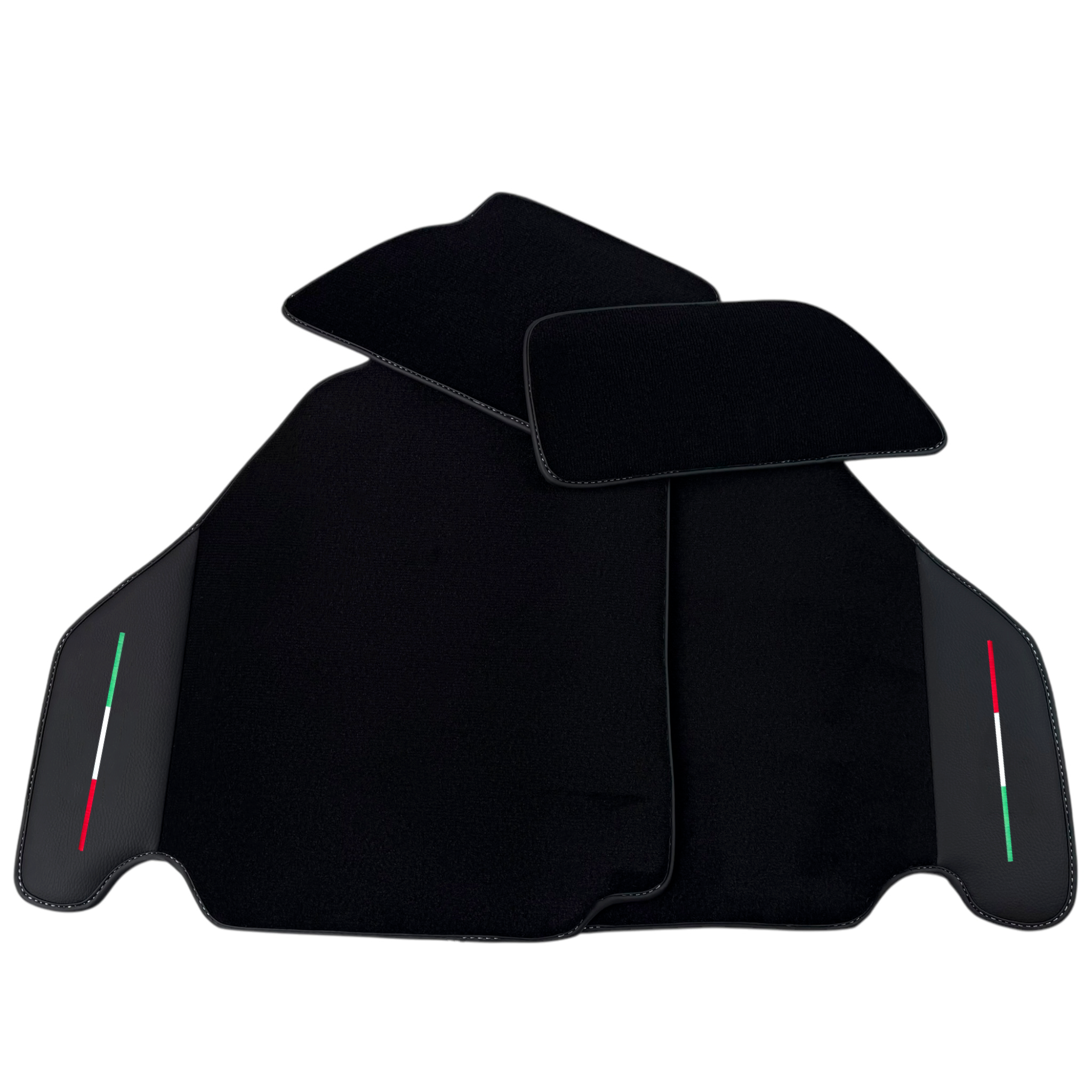Black Floor Mats for Ferrari F430 (2004-2009) with Leather | Italian Edition
