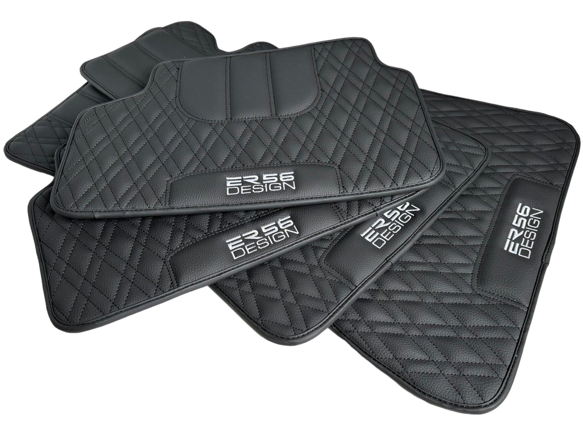 Floor Mats For BMW U06 (2022-2026) Black Leather Er56 Design - AutoWin