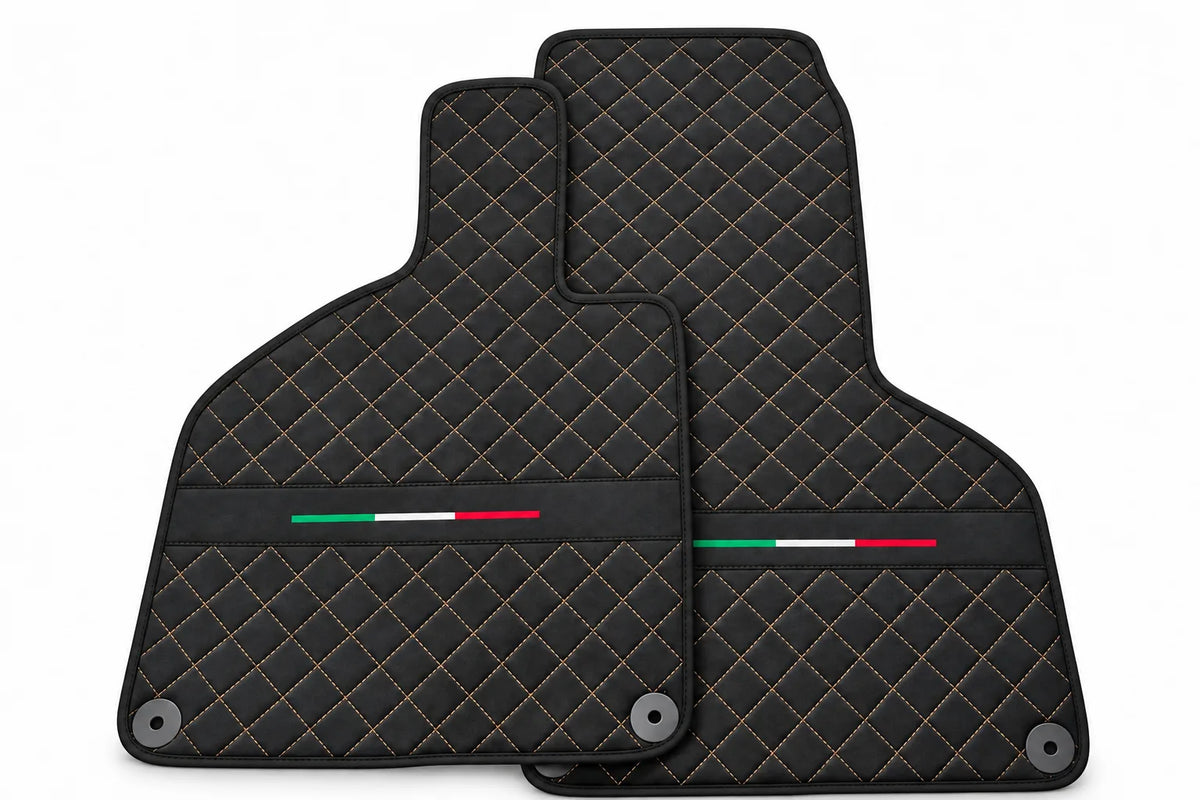Floor Mats for Lamborghini Huracan Perfomante Alcantara Leather | Italian Flague Black trim