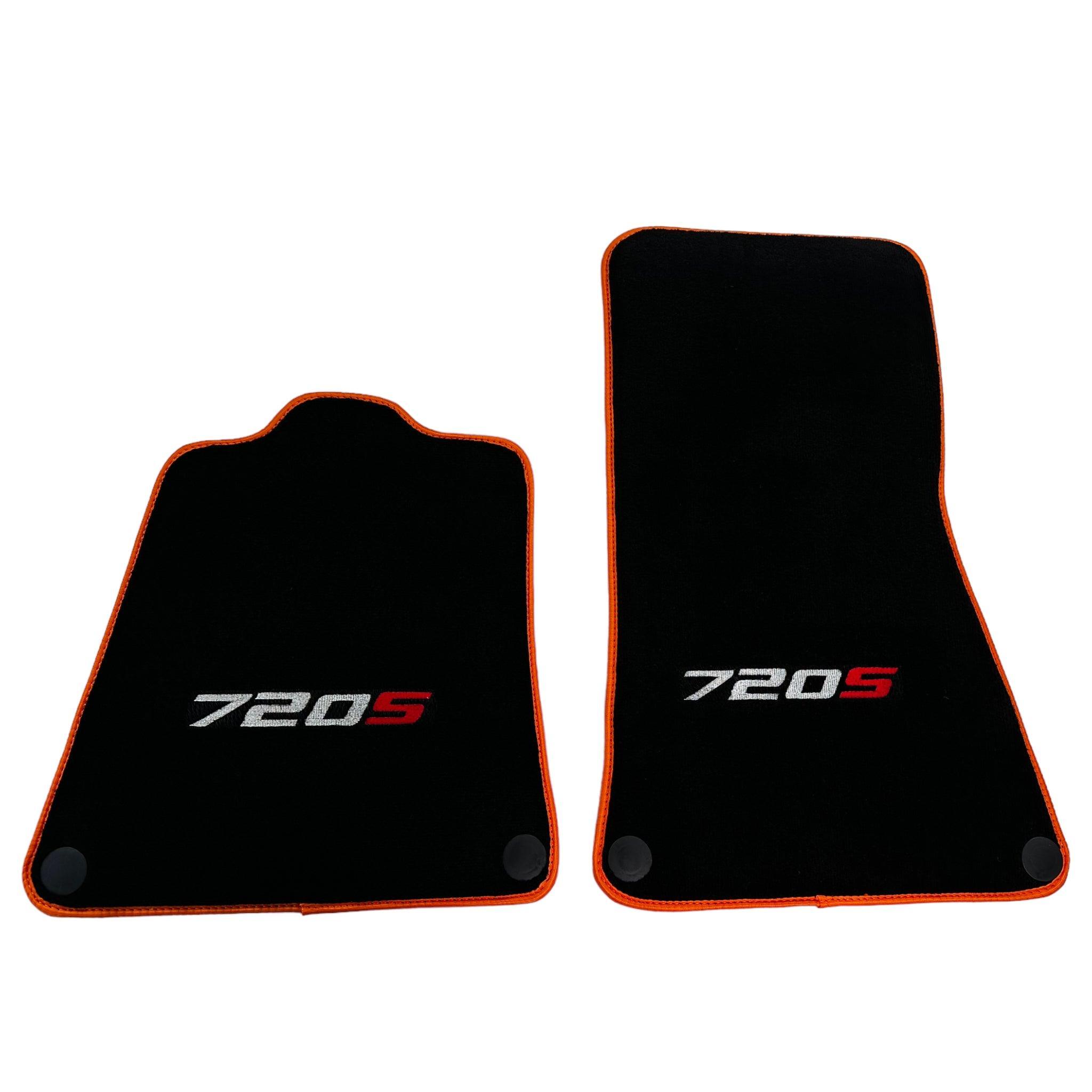 Floor Mats For McLaren 720S Black Tailored With Orange Trim - AutoWin