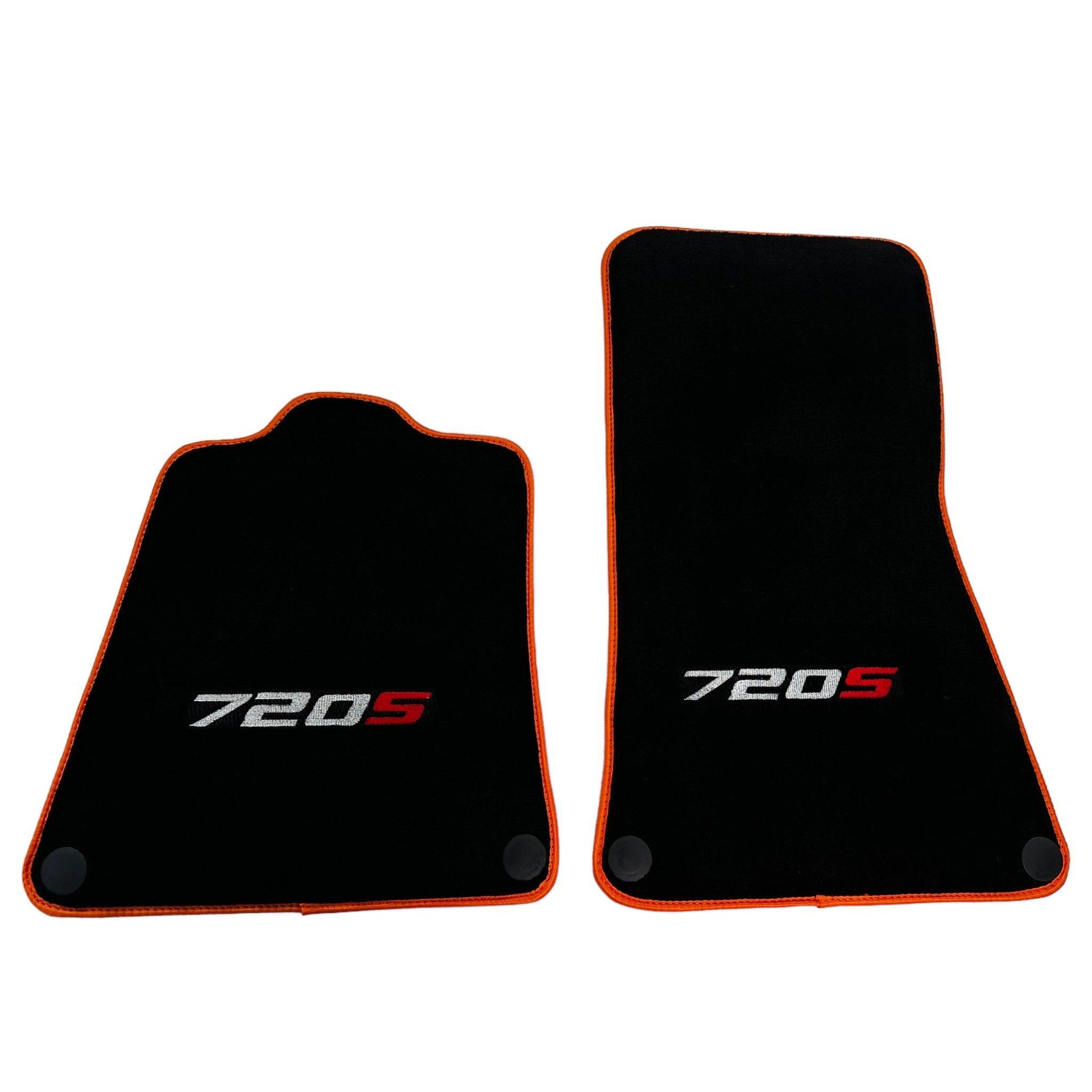 Floor Mats For McLaren 720S Black Tailored With Orange Trim - AutoWin