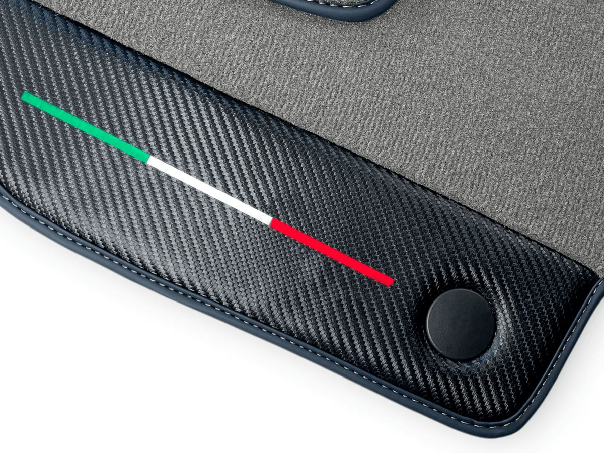 Gray Floor Mats For Ferrari 488 Spider 2015-2022 Carbon Leather - AutoWin