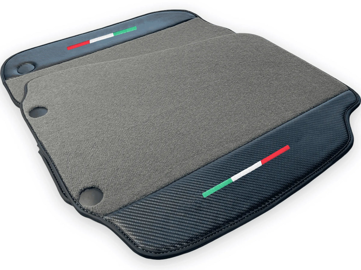 Gray Floor Mats For Ferrari 812 GTS (2019-2023) With Carbon Fiber Leather