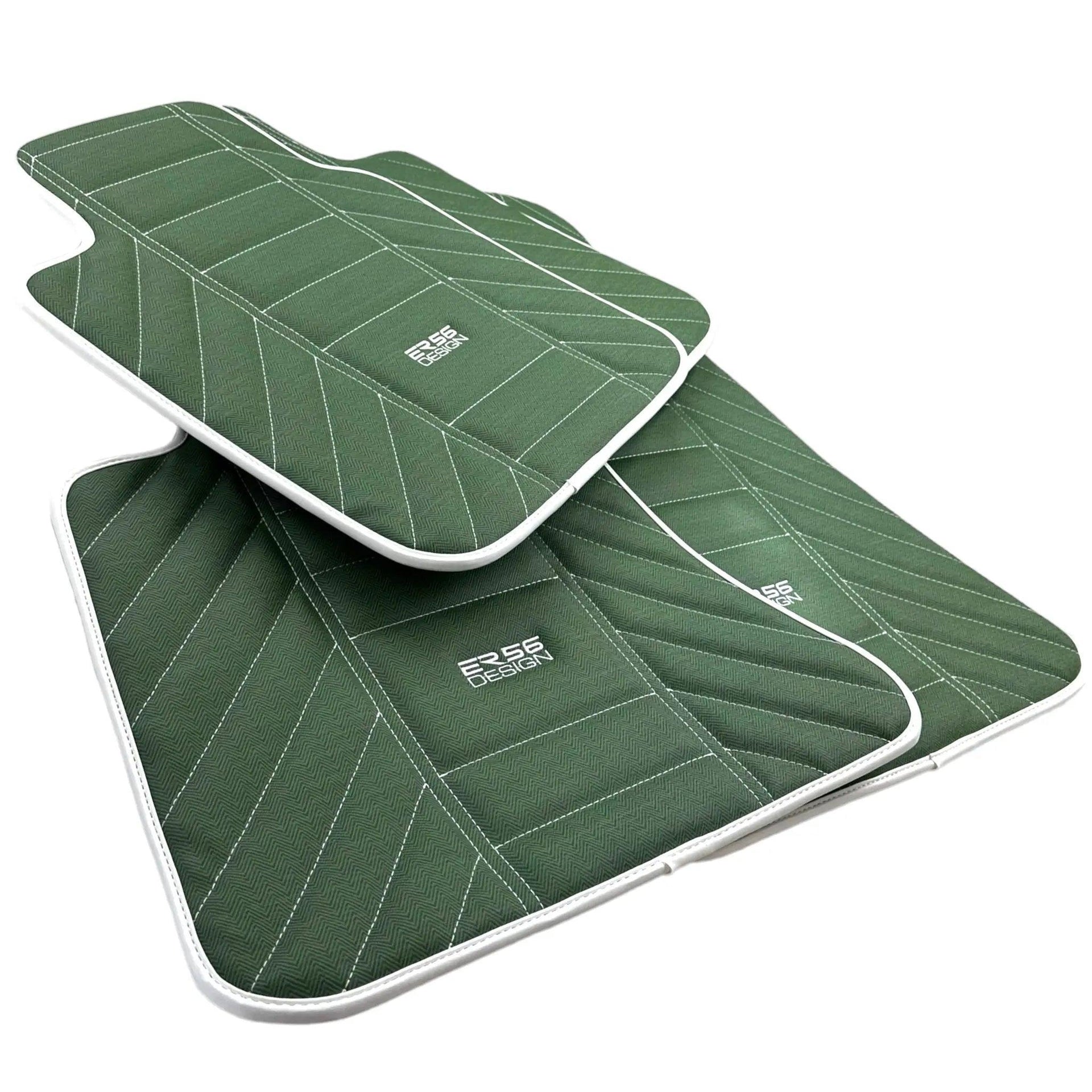 Green Leather Floor Mats For Rolls Royce Black Badge Dawn Rr6 2016-2023 - AutoWin