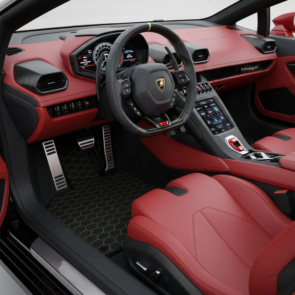 Interior look of floor mats for Lamborghini Huracan STO (2021-2024)