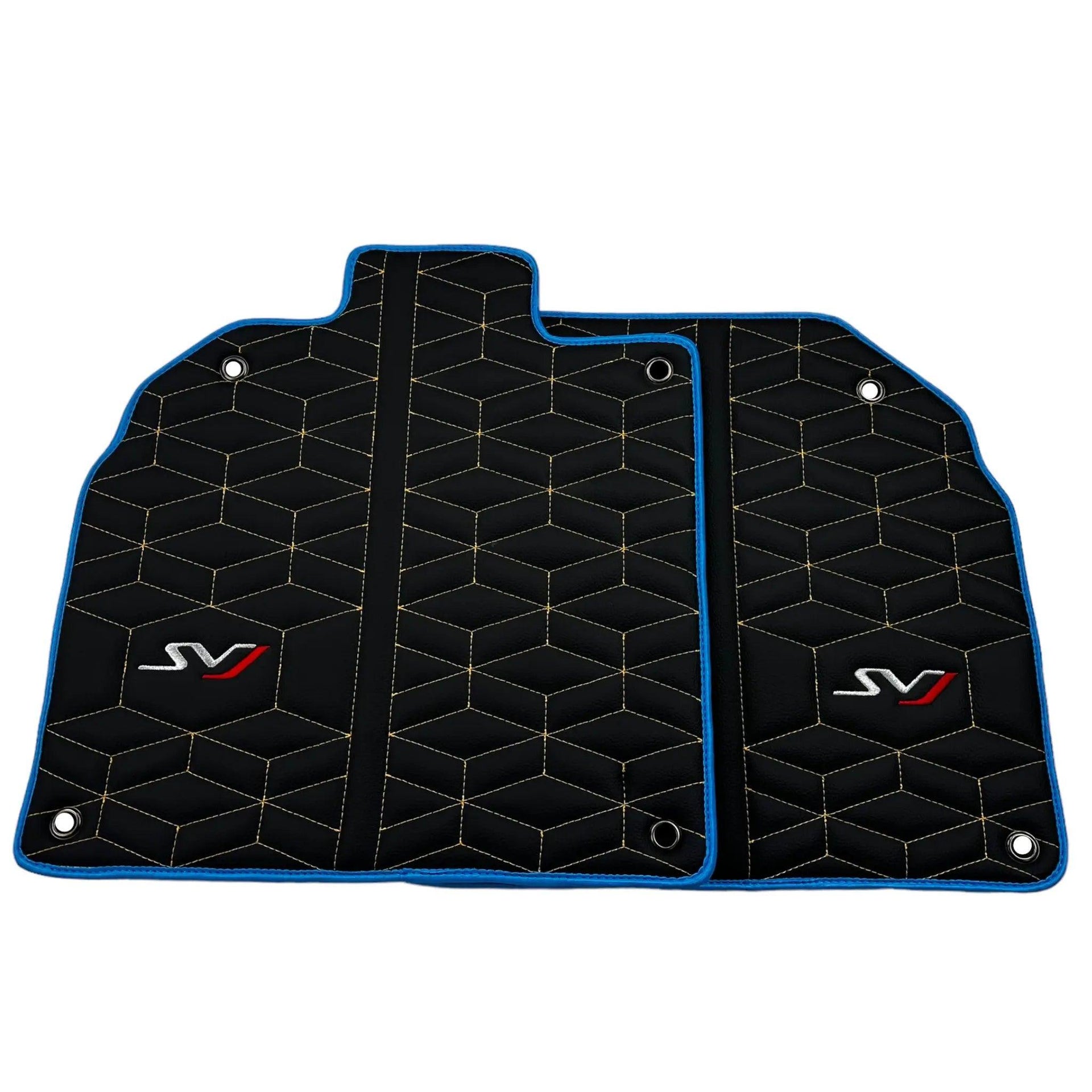 Leather Floor Mats for Lamborghini Aventador SVJ Limited Edition with Blue Trim - AutoWin