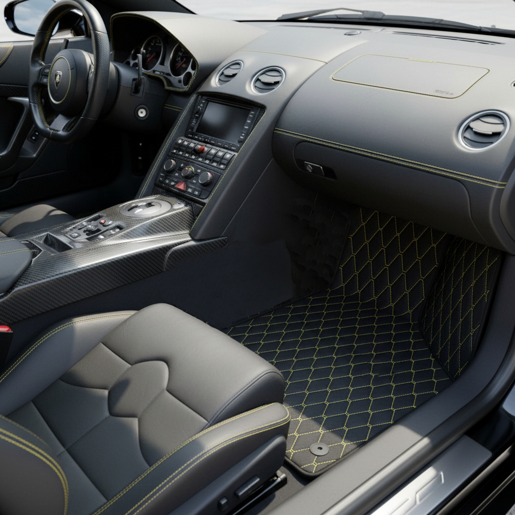 Customizable Floor Mats From Carpet With Leather for Lamborghini Murcielago (2001-2010) - AutoWin